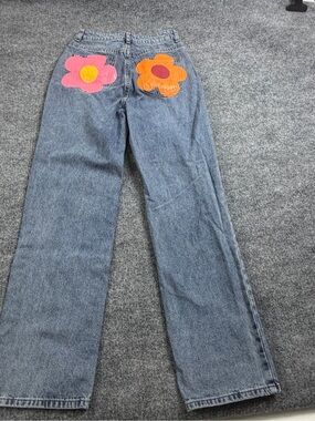 Cider Jeans Flower Pockets Size Small Blue Wide Leg Retro Y2K